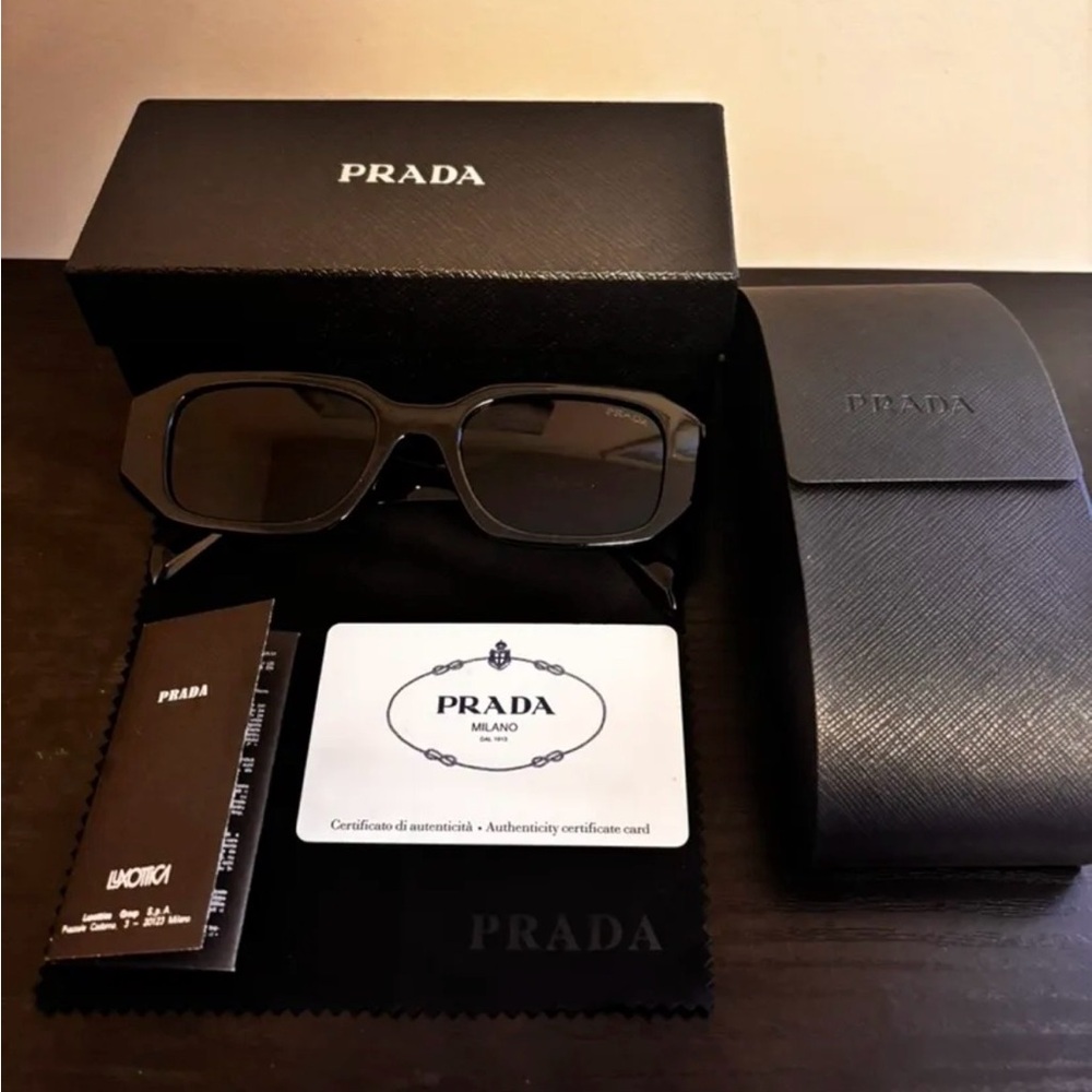 Prada Black Sunglasses with Case and Card
